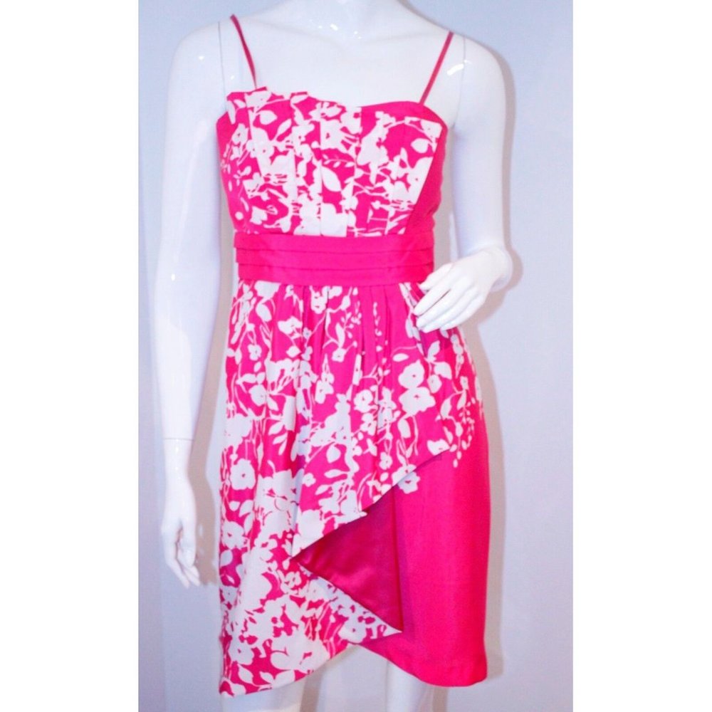 MAX & CLEO Audrina DRESS PINK Cranberry STRAPLESS Pleated BODICE Back Zip 12